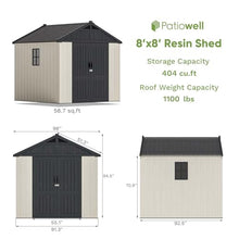 Patiowell 8x8 FT Resin Outdoor Storage Shed with Floor, Beige