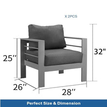 callmego Premium All-Weather Wicker Patio Loveseat with Thick Cushioned Seating and Rust-Resistant Aluminum Frame for Outdoor Living Spaces (Gray+Gray + Olefin-2)