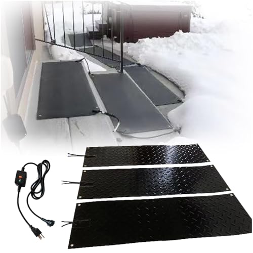 iumLeap Electric Snow Melting Mats - Non-Slip Heated Rubber Mat for Waterproof Snow and Ice Melt - Ideal for Entrances, Stairs, and Sidewalks, 5 Pcs-10x30in