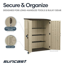 Suncast Outdoor Storage Shed, Water Resistant Resin Vertical Outdoor Storage Cabinet for Patio, Garden Tools, Cushions, & Equipment, Weatherproof Multi-Wall Design, 54 cu. ft., Made in USA