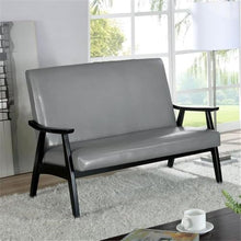 Furniture of America Kikee Faux Leather Cushioned Loveseat Bench in Light Gray
