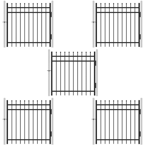 Fencer Wire Pack of 5 Heavy Duty Pinnacle Fence Gate, 4FT Height x 4FT Width Outdoor Fence Gate, Anti-Rust Steel Gate for Fencing Barrier, Decorative Garden Gate for Residential