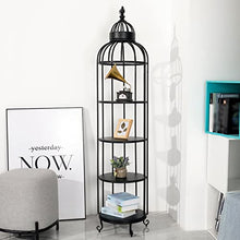 MENGKK Plant Stands Living Room Bird Cage Plant Shelf Simple Balcony Floor Flower Stands Dormitory Multi-Layer Bookcase Bedroom Storage Racks(Gold S)