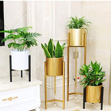 MIIKHI Plant Stands,Wrought Iron Storage Flower Stand,Indoor Floor Standing Flower Pot Green Radish Racknishings/Gold/S+L