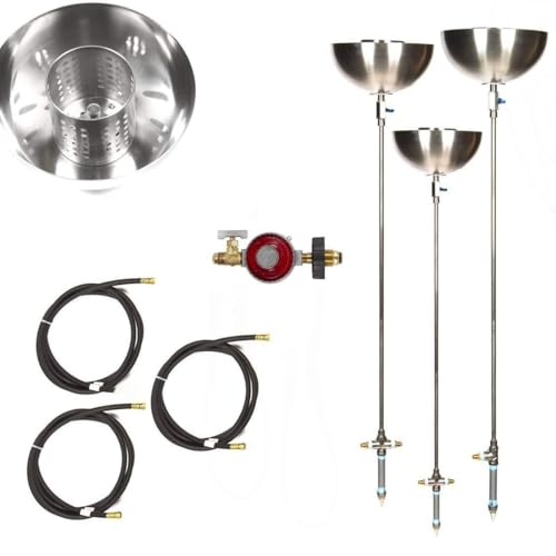 EasyFirePits Complete LP Basic Fire Pit Kit & Choices of Lifetime Warr 316 Stainless Burner (72.0, Torch72B-3pk)