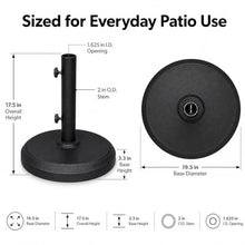 Treasure Garden 50 lb Garden Market Umbrella Base – Black Auminum Shell with Cast Iron Core – Fits 1.5 Inch Poles