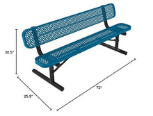 COATEDOUTDOORFURNITURE Heavy-Duty Portable Outdoor Bench Thermoplastic Coated Punched Steel Commercial-Grade Light Blue