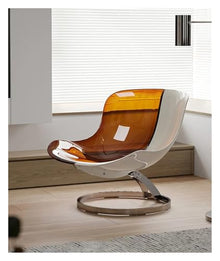 OUTIFUOSSR Acrylic Transparent Dining Chair Luxury Nordic Living Room Furniture Floor Armchair Creative Home Suspension Egg(Transparent Tan)