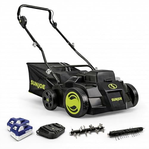 Sun Joe Cordless Scarifier & Dethatcher w/ 5 Depth Positions, 24V-X2-DTS15
