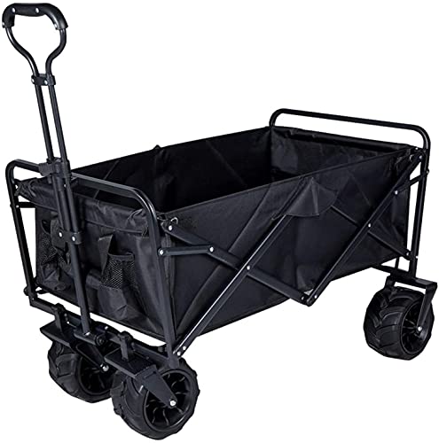 Garden Troey Carts Outdoor Utility Wagon Folding Garden Beach ping Camping Cart Foldable Wagon Troey (Color : Black Size : One Szie)