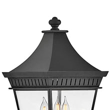 Hinkley Chapel Hill Large 3-Light Post Mount Outdoor Lantern, Museum Black