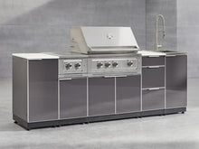 NewAge Products Classic Series 5PC Aluminum Slate Gray Modular Outdoor Kitchen Grill Island with 36" Performance Grill NG - 24"D x 68"W x 57.15"H
