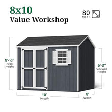 Little Cottage Co. 8x10 Value Workshop Shed with Operable Windows and Floor, Outdoor Wood Storage Do-It-Yourself Precut Kit