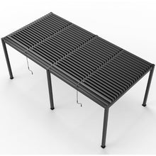 Aluminum Louvered Pergola with Adjustable Roof for Outdoor Shade, Weather-Resistant Backyard Structure with Crank Operation (10 x 19 FT+ Aluminium Frame + Aluminium Louvers)