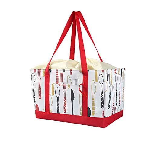 Foldable Drawstring Lunch Bag Large Capacity Picnic BBQ Portable Tote Food Warmer