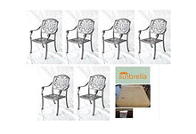 Patio Land Elizabeth Outdoor Dining Chair Set of 6 with Sunbrella Sesame Cushions Black