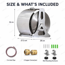 AMQYDT Garden Hose Reel Kit, Stainless Steel Metal Heavy Duty Hose Reel with 15-40m Hose Options, Wall/Floor Mount, 360° Swivel Guide and Three Spray Gun Choices Multi-Functional Spray Gun. 20m