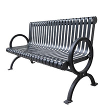 JCSRYD Garden Benches for Outdoors, Black Park Bench Cast Iron Patio Garden Bench, Sturdy Steel Frame Furniture Chair with Armrests for Porch, Yard, Lawn, Balcony, 1300lbs(71in)