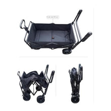 Large Capacity Picnic Wagon, Foldable Trolley for Camping, Adjustable Handle Heavy Duty Garden Cart w/ 4 Wheels
