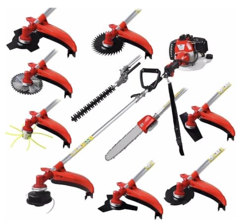 Multi 62CC 2-Strokes 10 in 1 Brush Cutter Grass Trimmer Weed Wacker Weed Eater Edger Lawn Tool