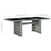 Mhdvray 78.7 x 39.4 in Light Grey Outdoor Dining Table, Rectangular Poly Rattan Patio Table Seats 6, Powder-Coated Garden Table for Balcony, Sunroom, Backyard
