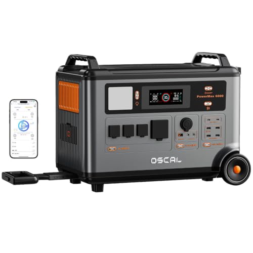 PowerMax 6000 Solar Generator, 120/240V Split Phase Voltage 6000W AC Outlets (9000W Peak), 3600Wh Power Station Expandable to 57.6kWh, Emergency for Home (PowerMax 6000(3600Wh))