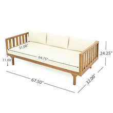 Merax Outdoor Patio 3-Seat Sofa and Round Coffee Table, Beige +Teak