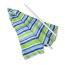 LumaGrove 200cm Windproof Beach Umbrella Outdoor Striped Patio Umbrella with Tilt and 8 Ribs, Sun Shade Parasol with Bag