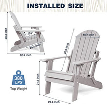 hOmeQomi Folding Adirondack Chairs Set of 4 All Weather Resistant with Cup Holder Grey