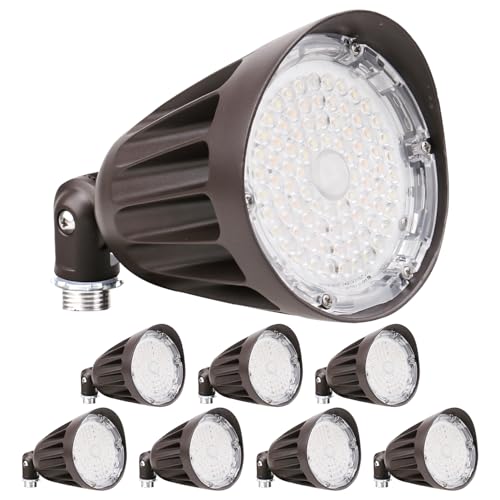 OSTEK 8 Pack LED Bullet Flood Light, 30W/40W/50W & 3CCT Selectable, 0-10V Dimmable Commercial Landscape Spotlight with Knuckle Mount for Flag Pole, Yard, Wall, 120-277V, IP65, UL Listed