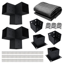 DIY Attached Pergola Bracket Kit - 6x6 Posts - Build Up to 12' x 12' - Steel Hardware Only