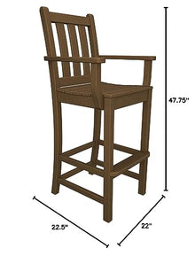 POLYWOOD® Traditional Garden Bar Arm Chair in Black