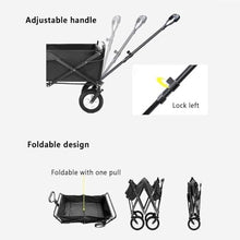 Outdoor Folding Utility Wagon with Adjustable Handle, Heavy Duty Garden Cart, Portable Camping Trolley, Load Capacity 80kg/176lbs(Style 2)