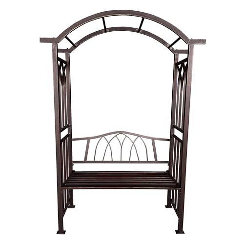 Oakland Living Bronze Aluminum Garden Arbor Arch with 2-Seater Bench