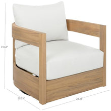SAFAVIEH Outdoor Kento Swivel Chair, 7.1" Oak/Ivory PAT7099B