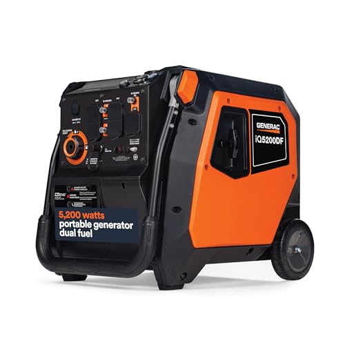Generac 5,200 Watt Dual-Fuel Portable Inverter Generator, Outdoor Use