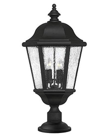 Hinkley Edgewater Large Post Top Lantern - 4 LV LED Bulbs, Aluminum, Clear Seedy Glass, Traditional - Black