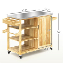 Heavy-Duty Outdoor Grill Cart with Stainless Steel Top, Wooden Frame, Storage Shelves and Mobile Casters for Patio Cooking