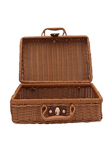 Small Picnic Basket Suitcase Woven Storage Basket Rattan Storage Case Woven Wicker Rattan Picnic Laundry Baskets Home Storage (Color : 2) (3)