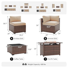 8-Piece Wicker Outdoor Patio Furniture Set with 44" Fire Pit Table