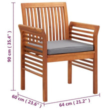 LPERTGFHU 8 Piece Patio Dining Chairs Set with Dark Gray Cushions, Solid Acacia Wood Outdoor Garden Furniture for Backyard, Deck, and Porch