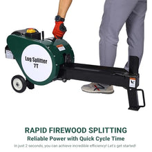 Log Splitter 7 Ton, Wood Splitter Electric Powered, Electric Firewood Splitting Machine with Double Flywheel, Electric Log Splitter with 2 HP Powerful for Gardening & Forestry (Dark Green 7 Ton)