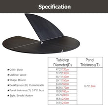 HAIXHX Black Foldable Round Table Top Extender, Large Universal 47.2"-94.5" Diameter Circle Wooden Table Top, Replace Table Top, No Legs, Load Capacity 300 kg/661 lbs(Diameter 86.6"/220cm)