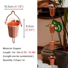 YUSIWOAL Hanging Rain Chains for Roof Gutters, Copper Collector Cups Outdoor Decor, Adjustable Length Drain Link Eavestrough Diverter(2.6M (8.5Ft))
