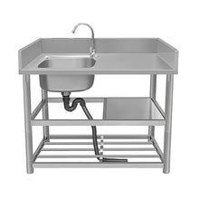 NYTFHMS Stainless Steel 1 Compartment Commercial with Faucet & Strainer - Ideal for Outdoor Grills Restaurants Camping & Gardens - Versatile & Easy to Clean,L1-80x50x80cm