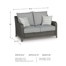 Signature Design by Ashley Outdoor Elite Park Patio Wicker Loveseat with Cushion, Nuvella Weather Resistant Fabric, Gray