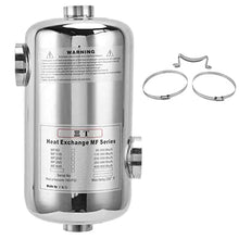 260 KBTU Pool Heat Exchanger Stainless Steel Tube And Shell Pools Heat Exchanger for Swimming Pools/Spas/Hot Tubs/Solar, MF 260, Silver