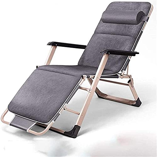 sdneNest Folding Deck Chair Zero Gravity Recliner Chairs Padded Seat Adjustable Patio with Lumbar Support Pillow Multicolor Optional Sun Lounger Garden-One Size_Navy.Grey-One Size