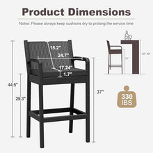 Reljofum Outdoor Bar Stools Set of 4, 30" Patio Barstools Furniture Chairs with Cushions, Wicker Bar Chair for Backyard, Garden, Pool, Balcony and Deck, Black 4 Pack