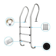 Swimming Pool Escalator 304 Stainless Steel Swimming Pool handrail Ladder with 3-Layer Anti-Slip Ladder no Embedded/Silver / 50×60×161cm (Silver 50×60×161cm) (Silver 50×60×161cm)